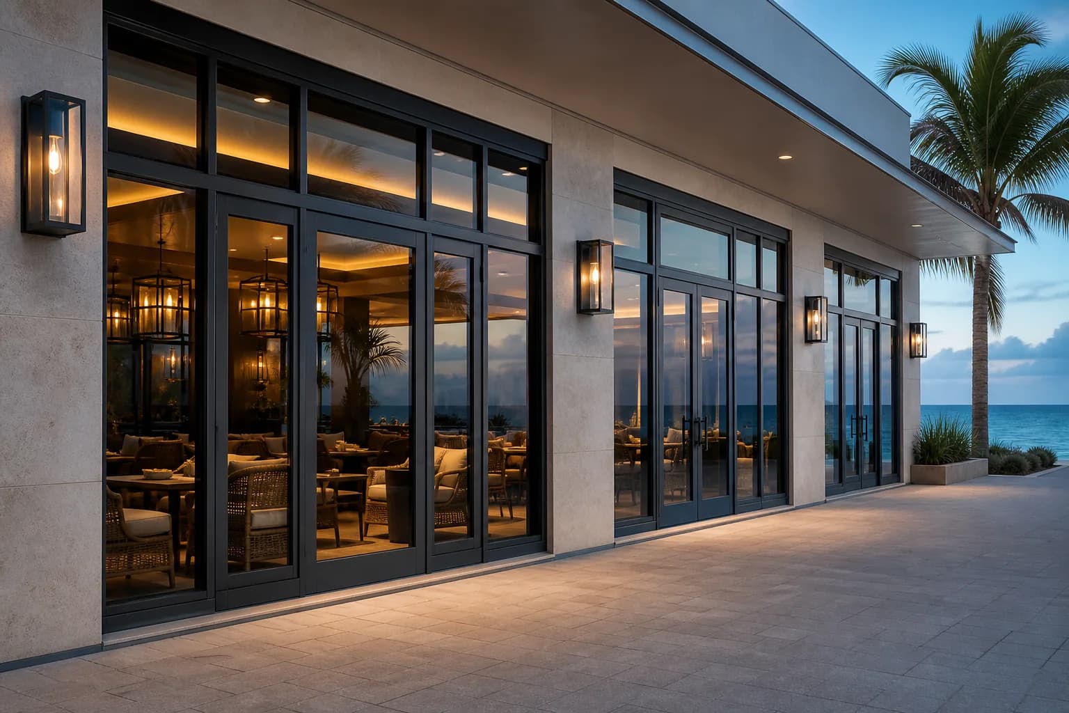 Commercial impact storefront and glazed entrance on the coast