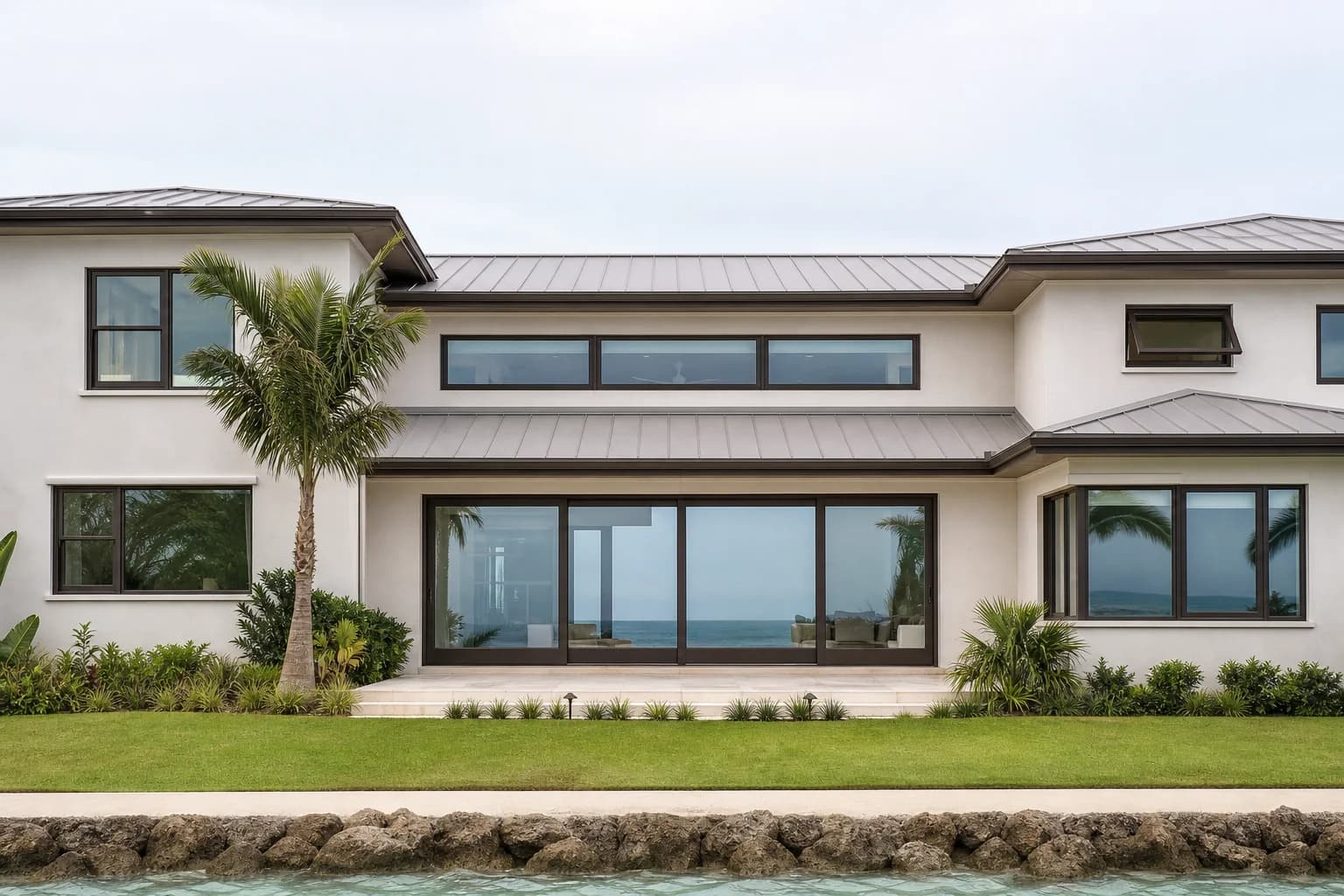 Collection of impact-window types on a coastal home