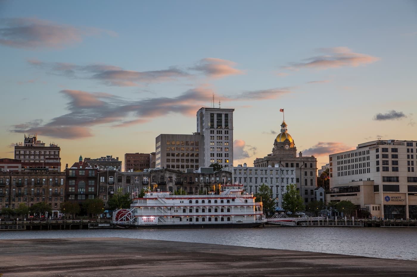 Scenic view of Savannah at sunset in Georgia