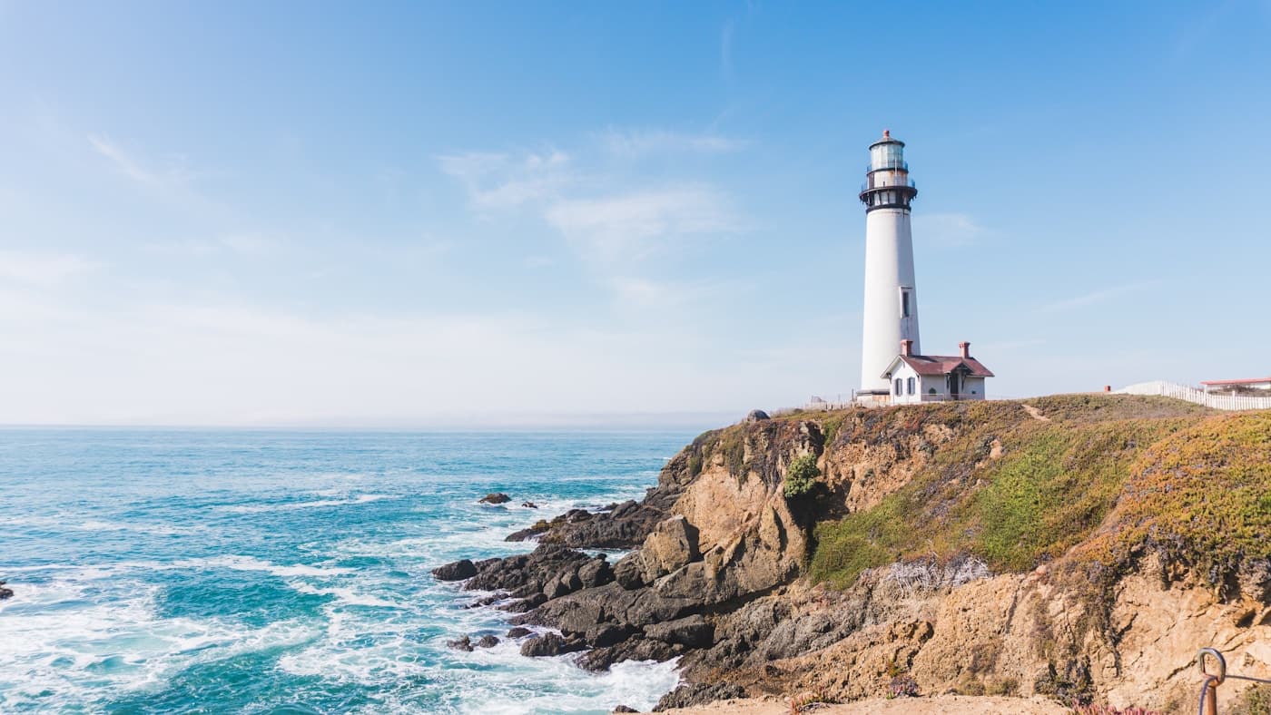 Scenic view of a lighthouse on the Maine coast in Maine