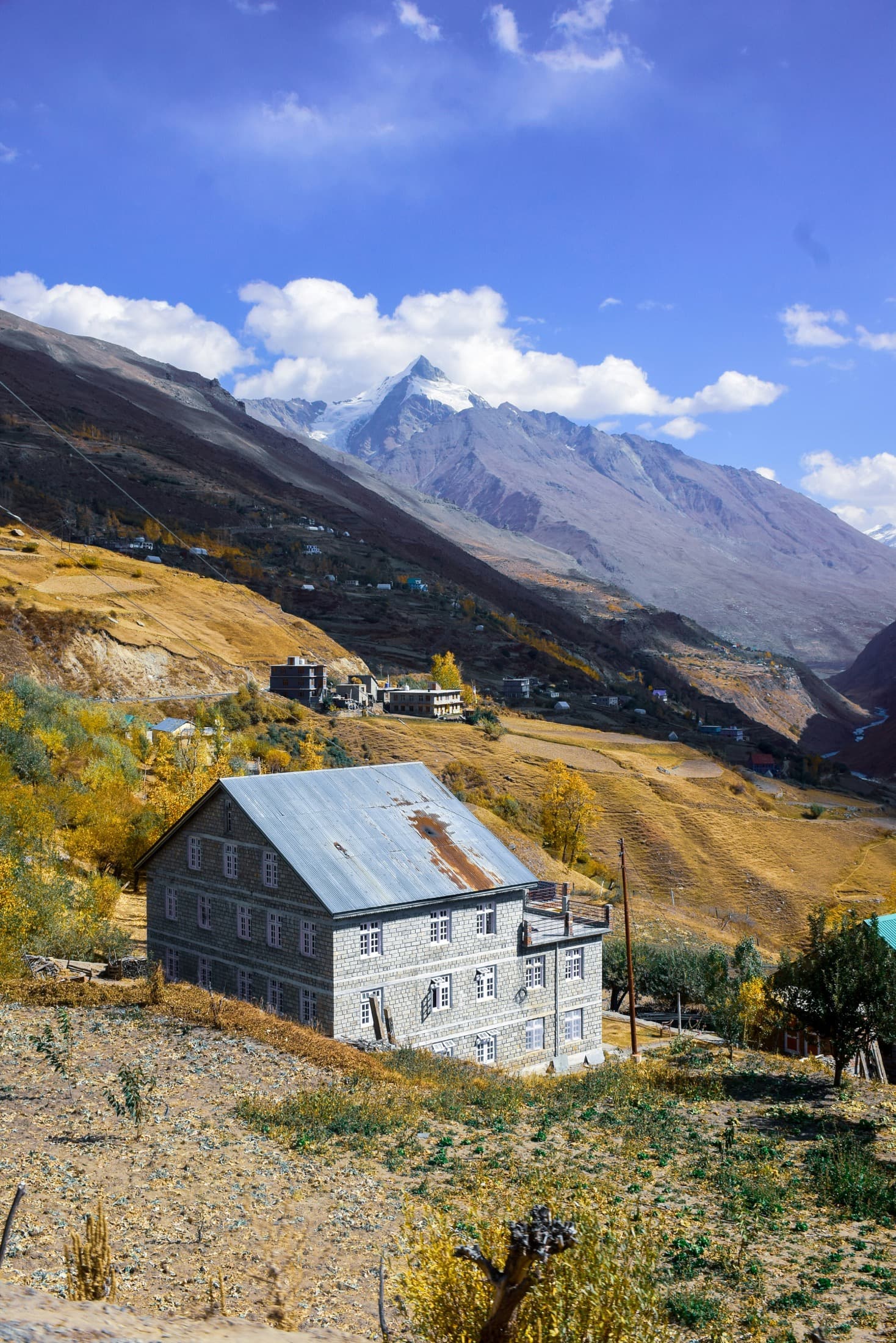 A building project in a mountain community